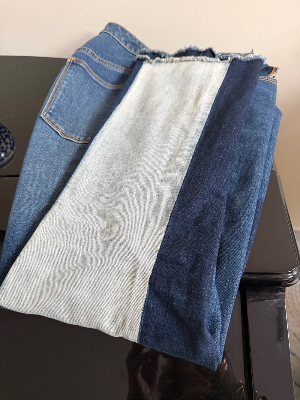 Universal Thread Colorblock Straight-Leg Jeans in Light and Dark Blue